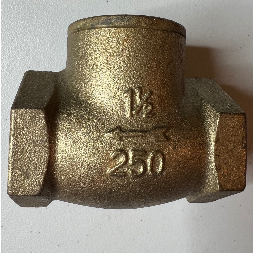 FPPI 06-858 Brass Swing Check Valve 1 1/2 Inch 250 PSI NPT Fire Protection